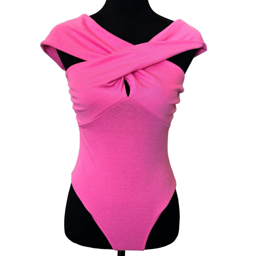 New ~ LUSH ~ Women's Pink Cross Halter Style Bodysuit Size S